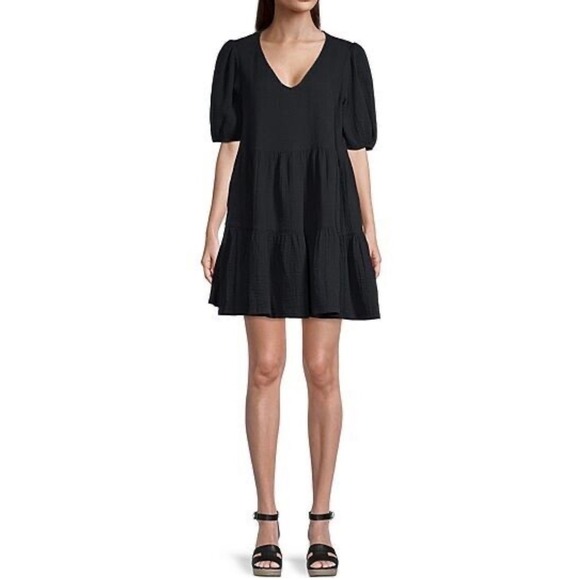 Ana Dresses & Skirts - Ana Tiered Dress VNeck Puff Sleeves Mini Women's Size Medium Oversized Babydoll